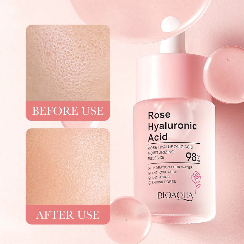 

New 30ml BIOAOUA Rose Hyaluronic Acid Moisturizing Essence Fade Fine Lines Wrinkle Lightening Dark Circles Moisturizing Essence