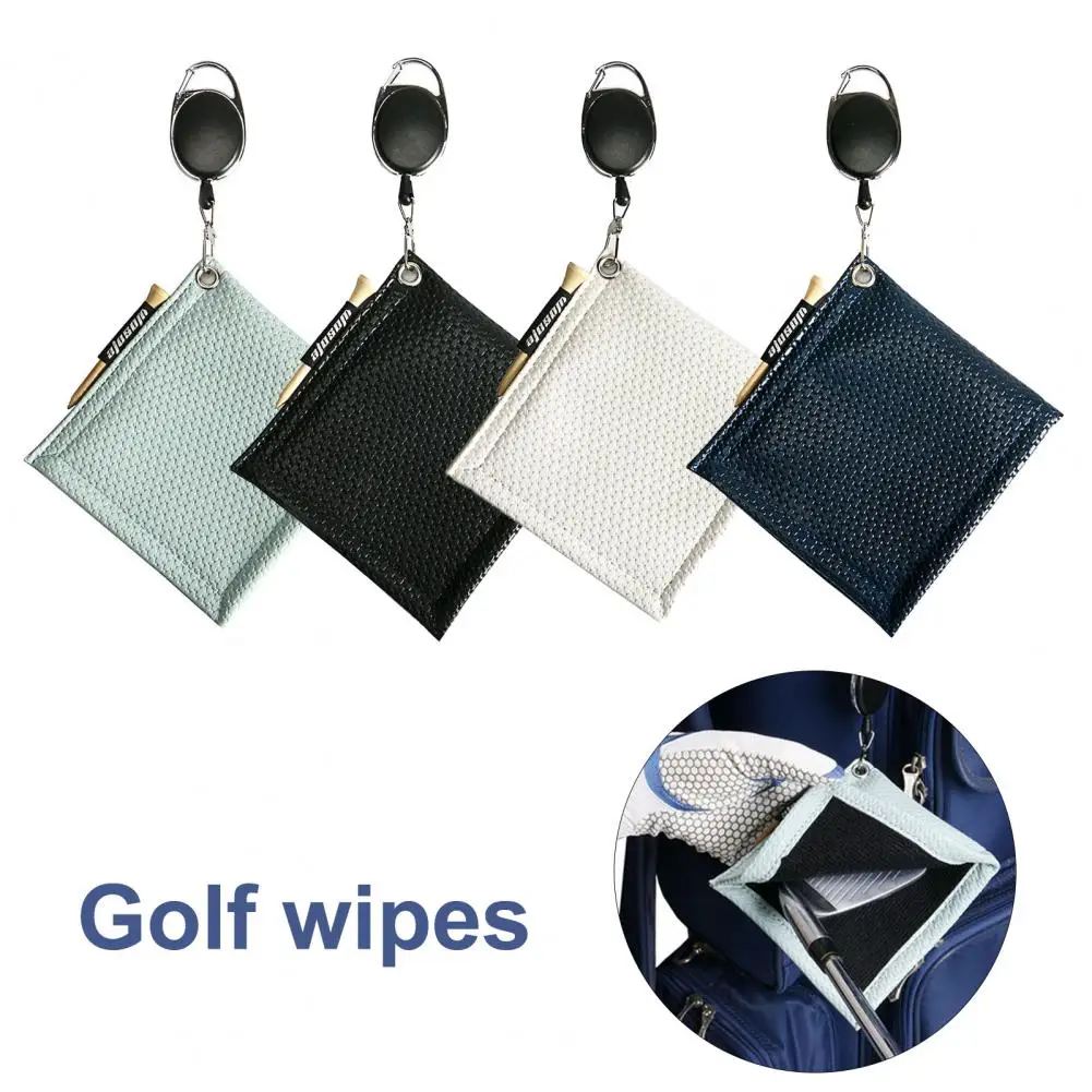 Square Microfiber Golf Ball Cleaning Towel with Carabiner Hook Water Absorption Clean Golf Club Head Wipe Cloth Cleaner