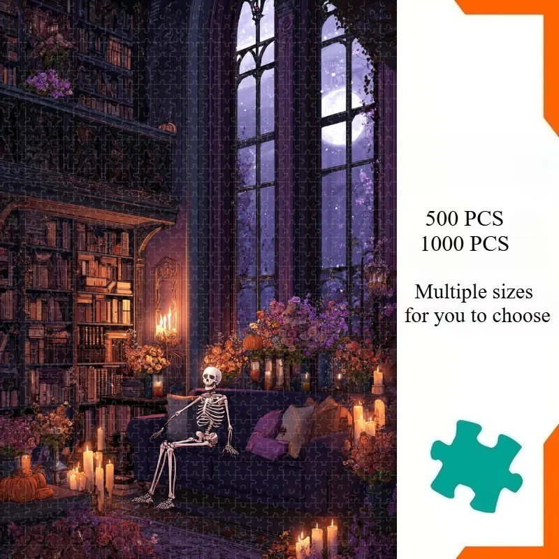 500/1000 Piece Skeleton Study Room Jigsaw Puzzle Home Decor Adults Puzzle Games Family Fun Puzzles Educational Toys for Adults
