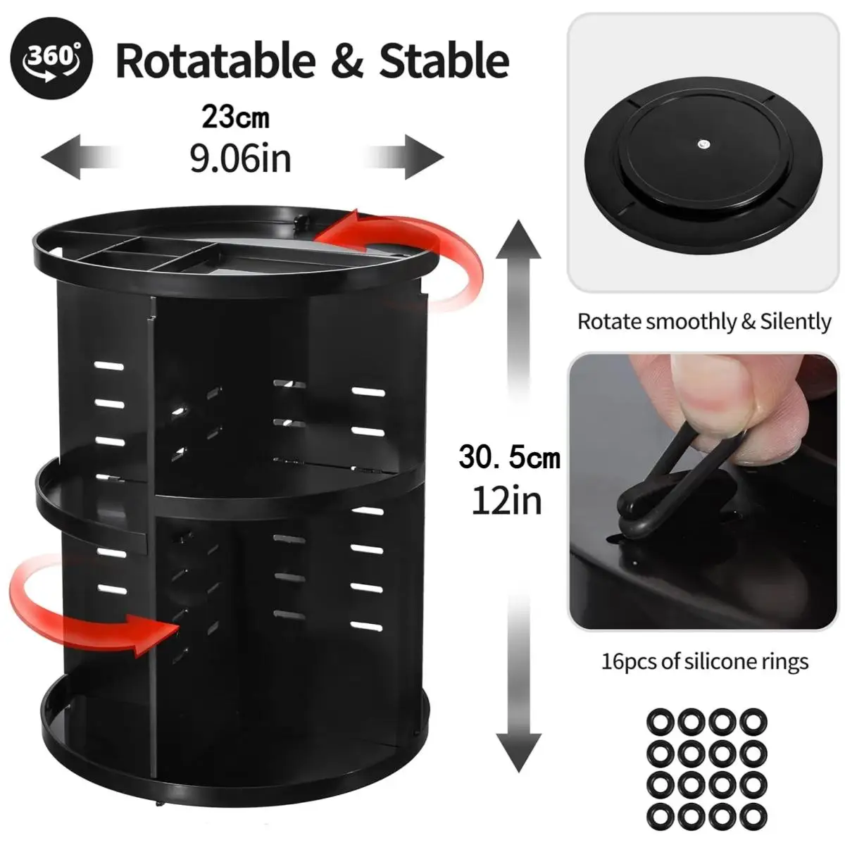 360インチ回転式メイクアップオーガナイザー、化粧品、カルーセル、カウンタートップとバスルーム用の収納棚、クリア、1個