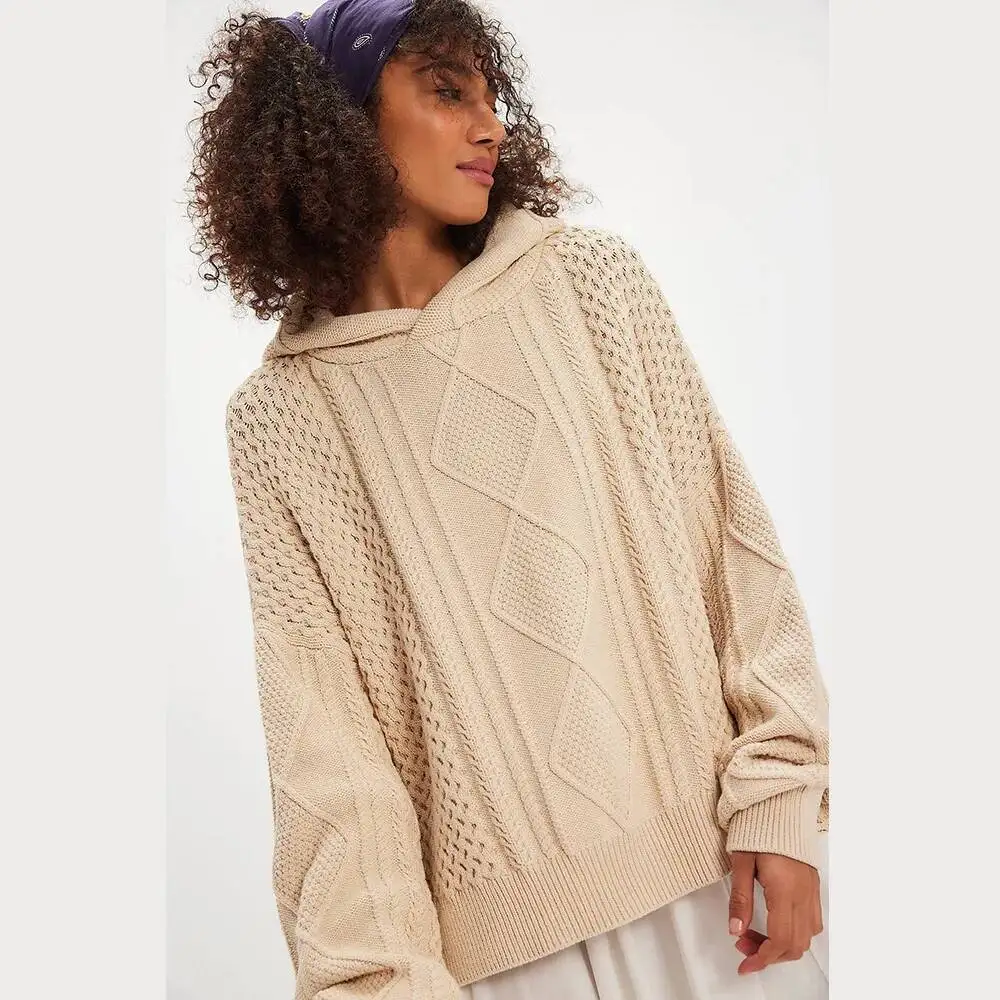 Sweater Wanita Gaya Unisex Rajutan 2025 Musim Gugur Musim Dingin Baru Sweater Berkerudung Warna Solid Desain High Street