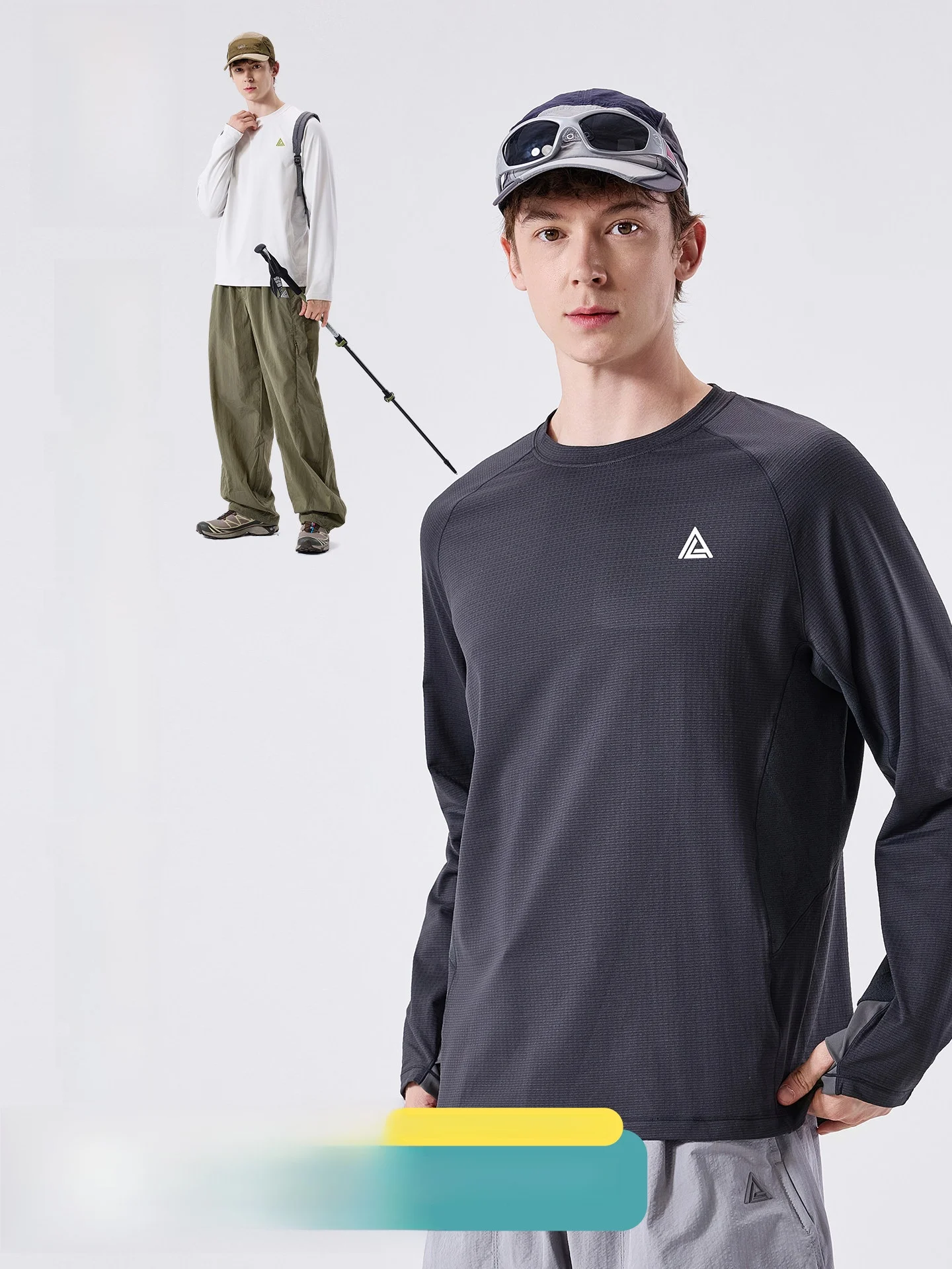 LAZY DAY Outdoor Quick Dry Long Sleeve T-Shirt Men's Moisture Wicking Cool Feeling Sports Top Polyester Fiber Standard Fit