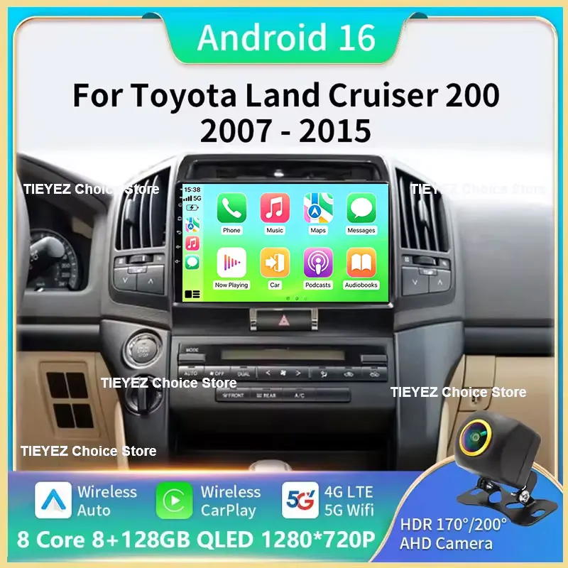 Android 16 For Toyota Land Cruiser 200 2007 - 2015 Car Autoradio Multimedia Video Stereo Monitor 4G GPS Navi Radio BT