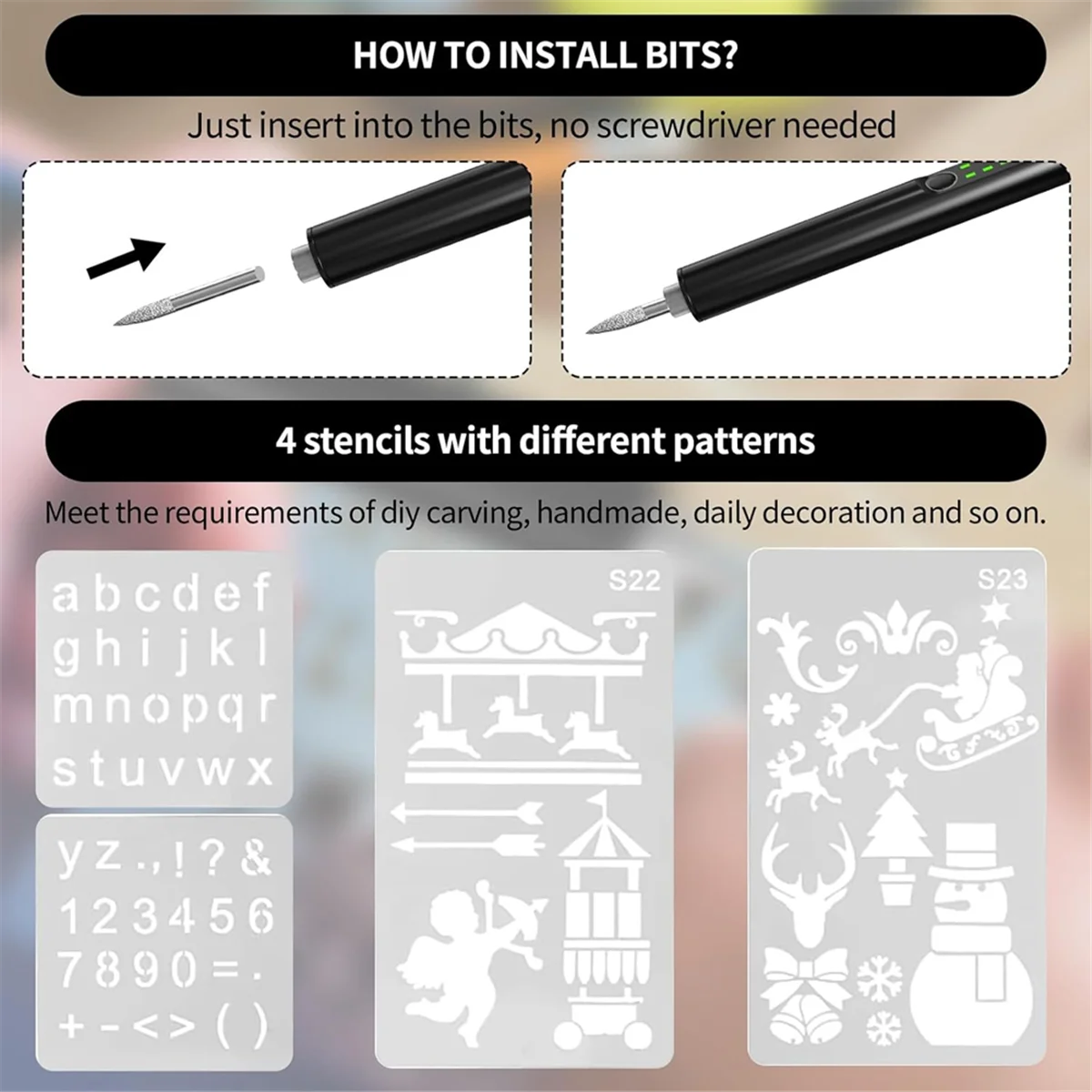 Y31A 41Pcs Engraving Pen Set with LED Light,USB Rechargeable Cordless Engraving Machine,Engraving Tools for Artists and DIY