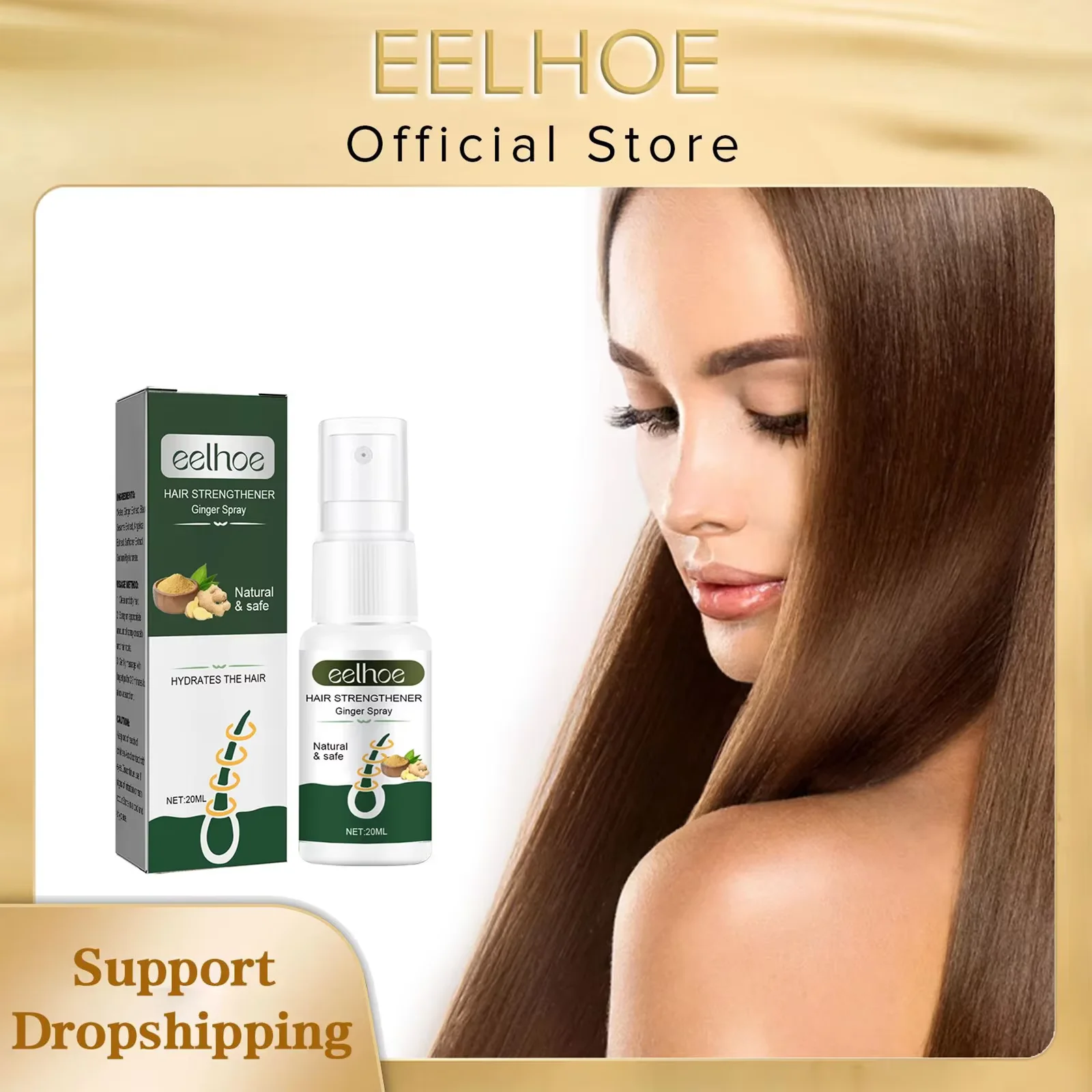 

EELHOE Ginger Hair Growth Spray Anti Hair Loss Treatment Scalp Massage Conditioning Thicken Moisturize Hair Regrowth Spray 20ml