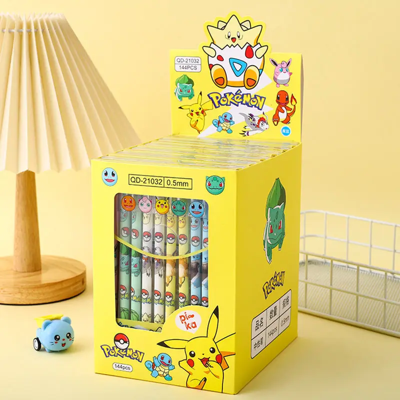 12PCS Pikachu Penna Cancellabile Penne Gel Neutre Cartoon Nero Acqua Inchiostro 0.5mm Cute Anime Firma Penna di Cancelleria Studente Regalo