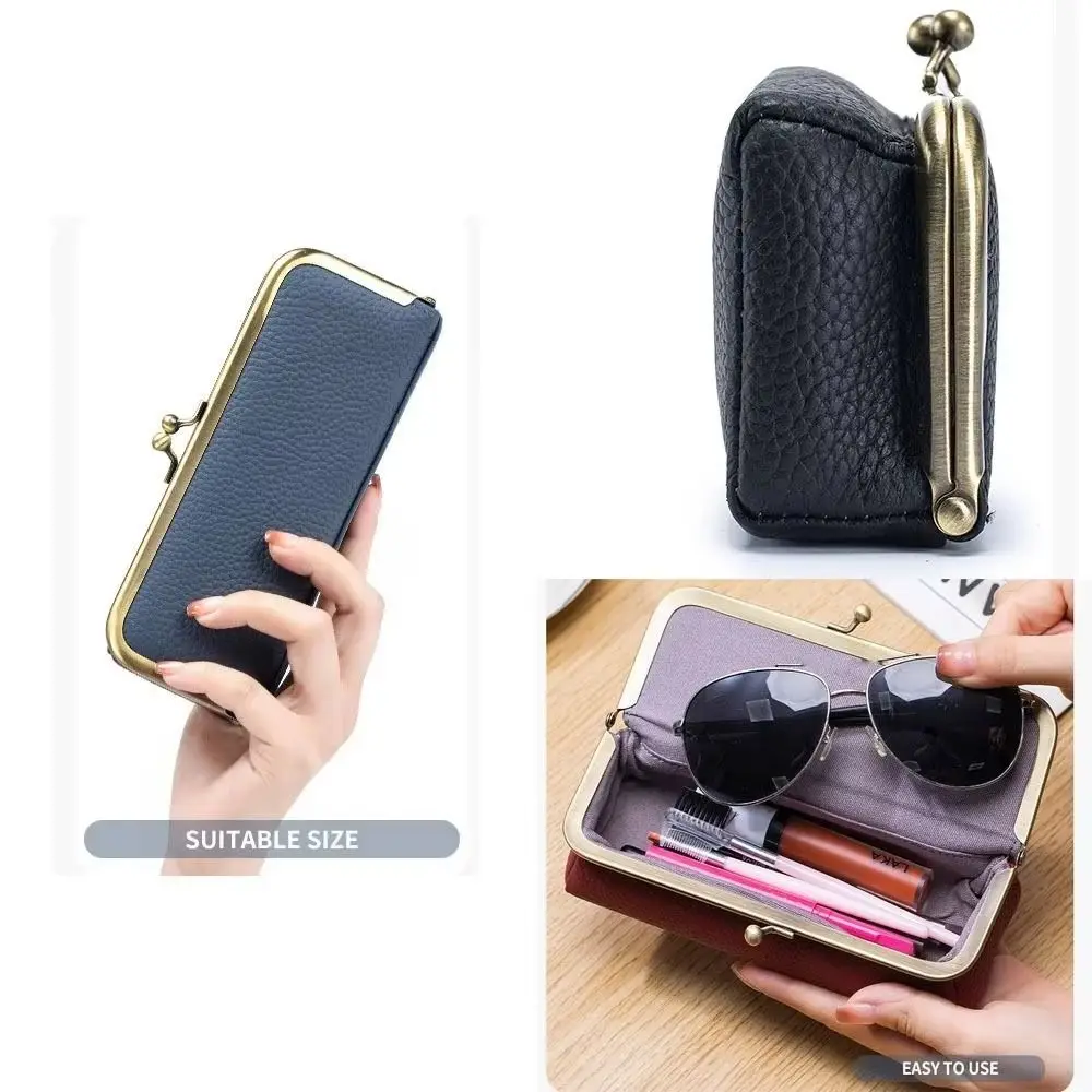 

Genuine Leather Glasses Boxes Holder Automatic Closing Luxury Eyewear Organizer Multifunctional Spacious Eyebrow Pencil Case