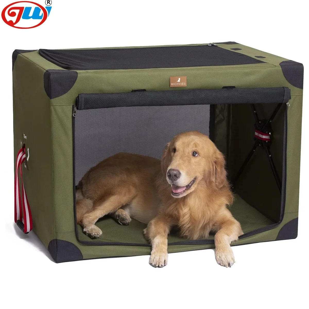 3 Door Quick Portable Dog Crate, Collapsible Travel Pet Soft-Sided Crate for Dogs and Cats Indoor and Outdoor