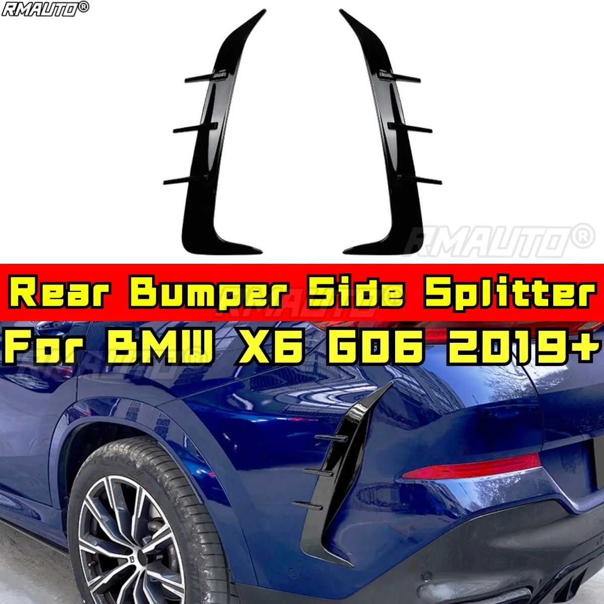 

For BMW X6 G06 Rear Bumper Side Splitter Wind Knife Spoiler Tuning Air Blade for BMW X6 G06 2019+ Car Accessories