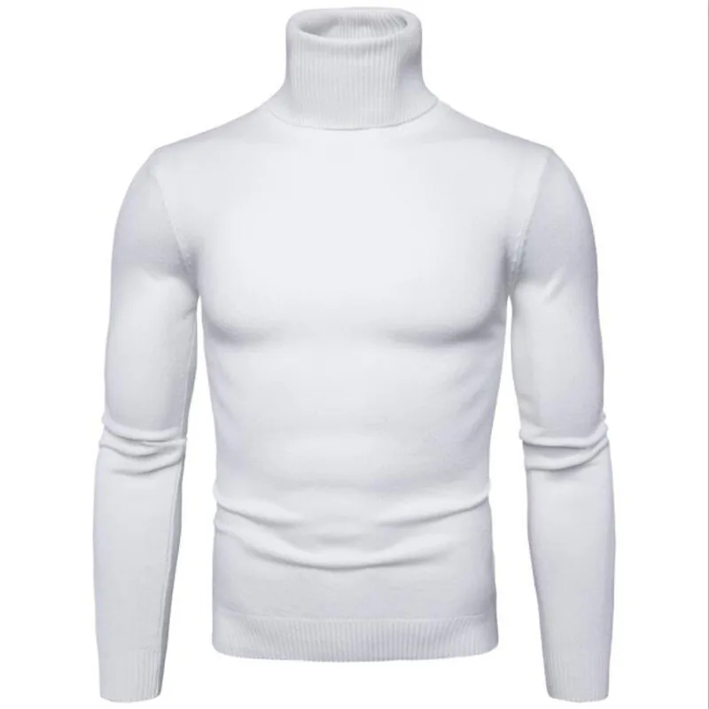 

Men's Fashion Slim Fit High Necked Long Sleeve Sweater Lapel Thick Warm Bottomed Sweater Pullover