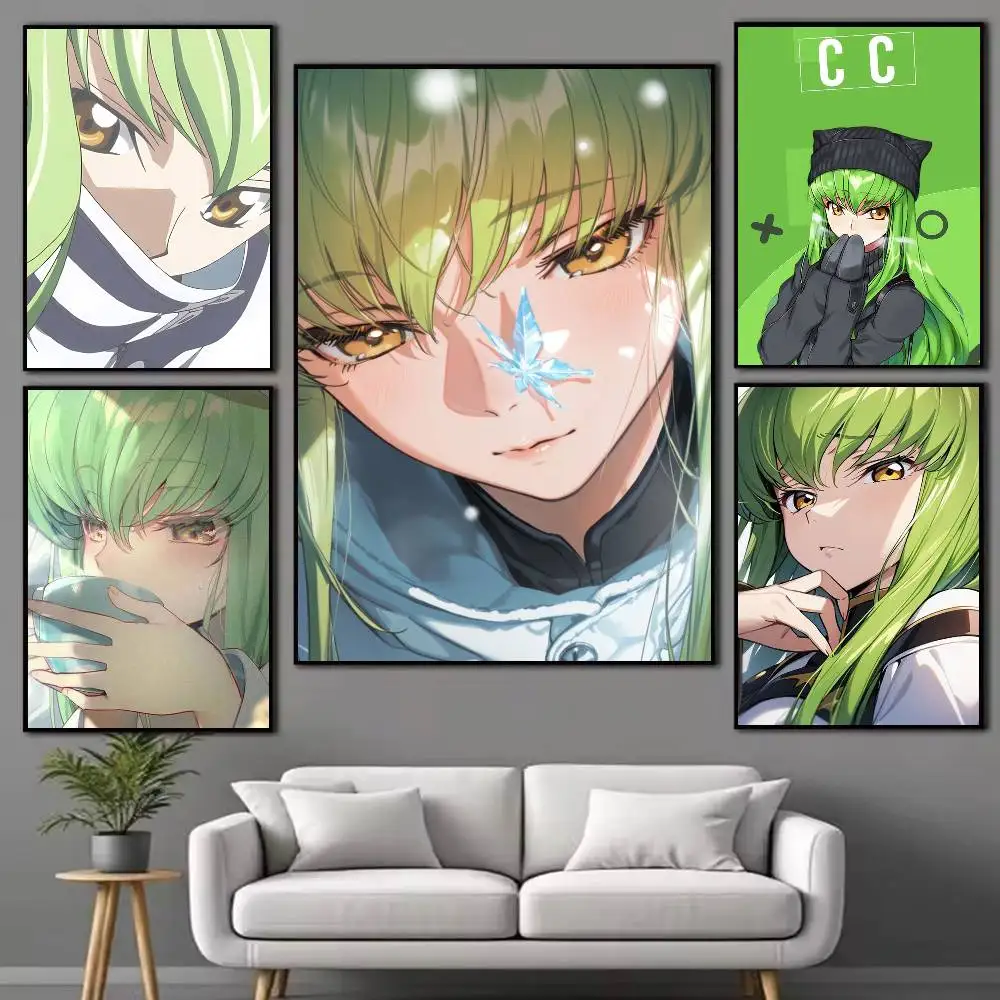 C-Code Geass C.C Poster Waterproof Wall Art Sticker For Bar Living Room Vintage Decor High Quality Print Gift