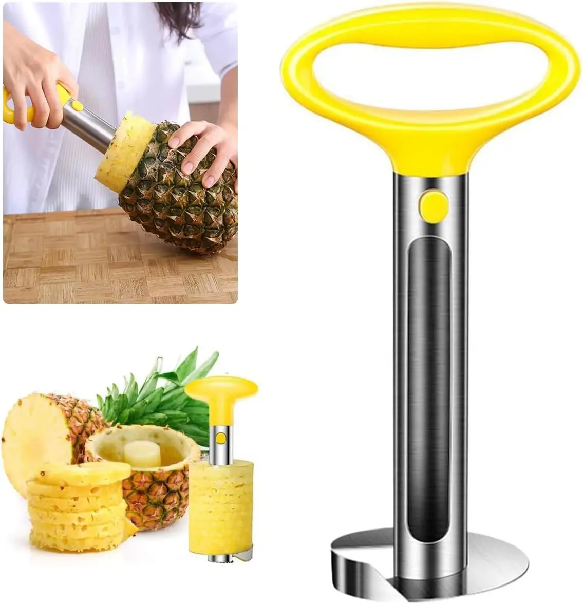 

Pineapple Corer and Slicer 2024 Stainless Steel Premium Pineapple Cutter Fruit Peeler Tool for Home & Kitchen with Sharp Blade