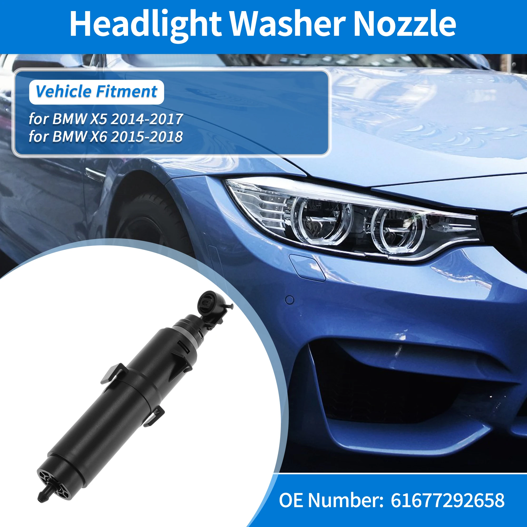 UXCELL Right Passenger Side Headlight Washer Nozzle for BMW X6 2015-2018 Headlight Headlamp Washer Nozzle Jet Sprayer