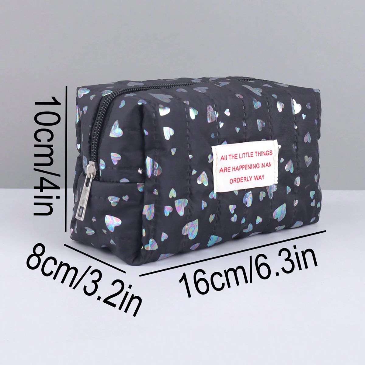 Gradient heart print pencil case,desktop stationery pencil storage bag,fresh polka dot embossed stitching,Valentine's Day gift