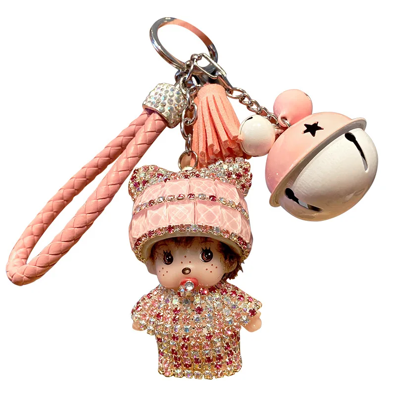 Girl Heart Pendant Key chain violence bear diamond-studded birthday gift girl bag pendant doll key chain