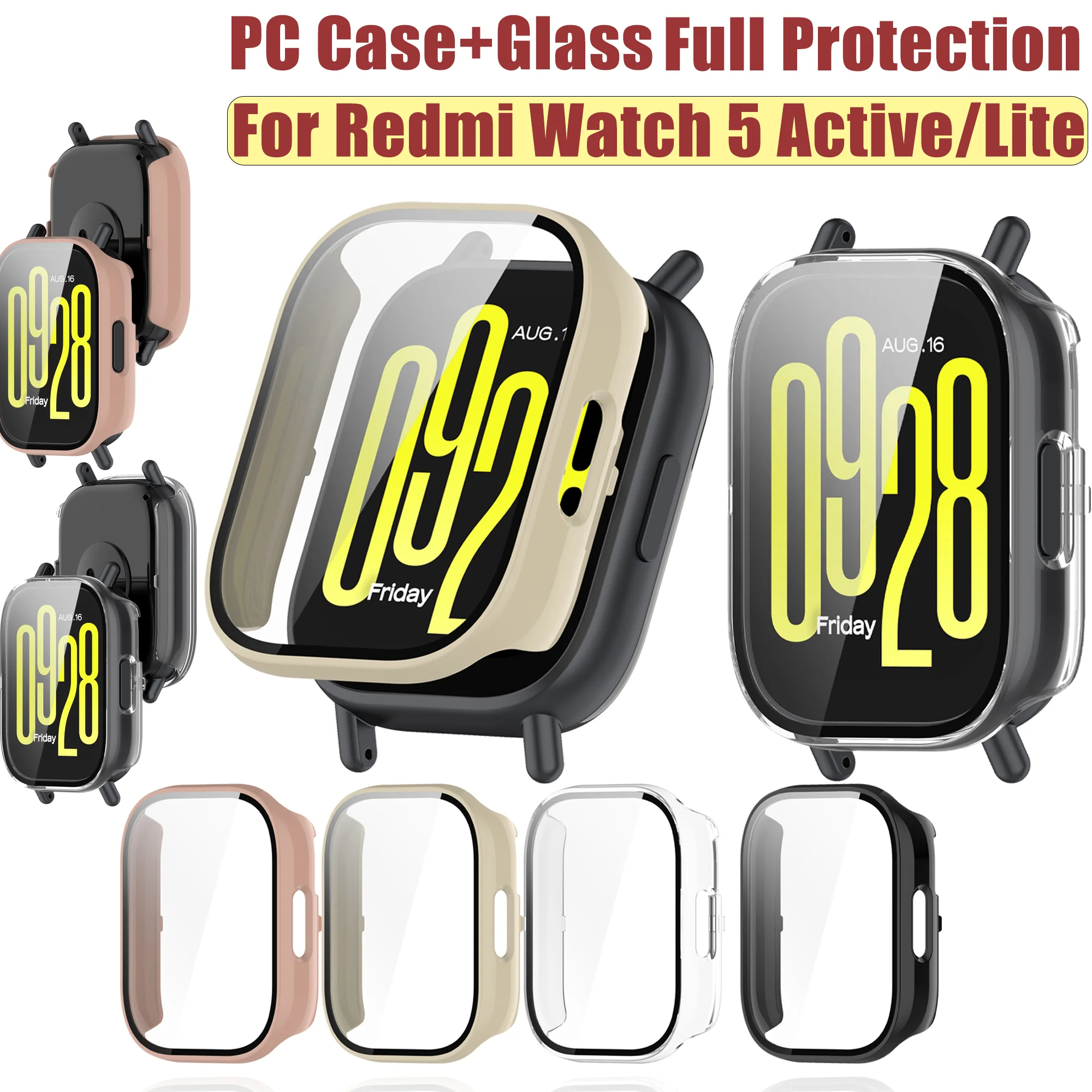 Full Cover Screen Protector Case For Xiaomi Redmi Watch 5 Active Lite Case Tempered Glass Anti-scratch Film Bumper Protective