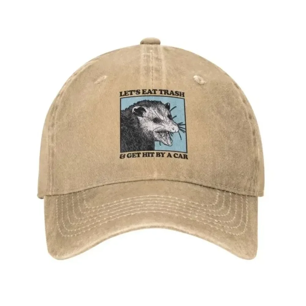 New Let's Eat Trash Get Hit By A Car Baseball Cap Hip Hop Women Men's Adjustable Possum Lovers Dad Hat  Japanese Style Hat Fashi