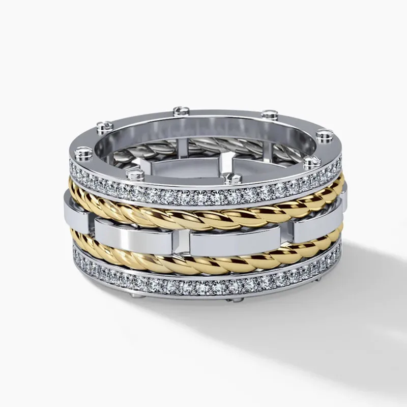 925 فضة الهيب هوب خواتم الاصبع للرجال/النساء اثنين من لهجة تويست تصميم الشرير زوجين خواتم العشاق مجوهرات الزفاف #3