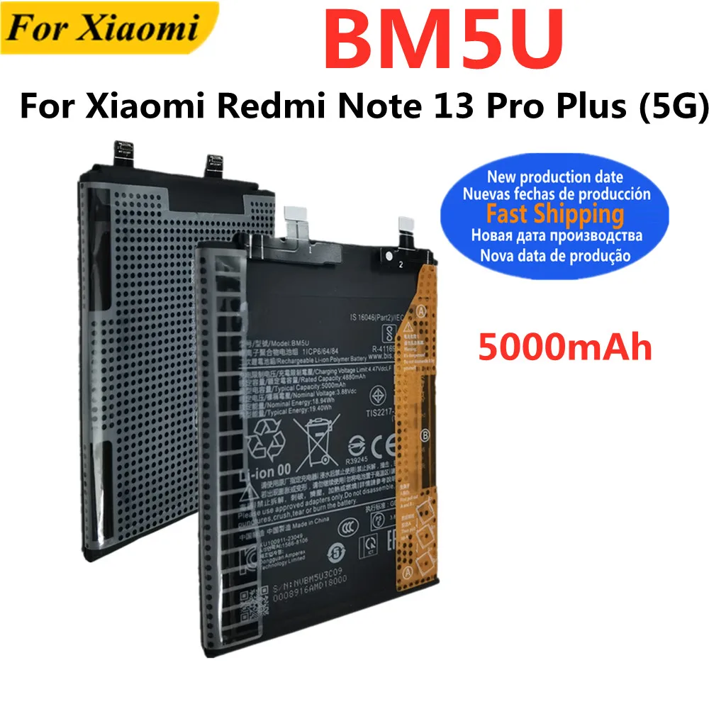 5000 mAh BM5U Akku für Xiaomi Redmi Note 13 Pro Plus / Note 13 Pro+ Handy-Akkus + kostenlose Werkzeuge