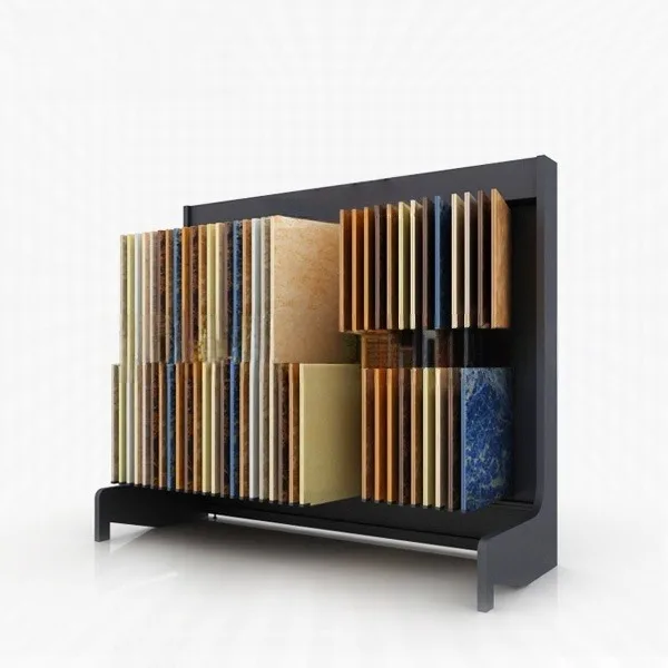 High Quality Modern Designer Marble Stone and Wood Tile Sample Display Rack Eco-Friendly Purse Stand for Quartz Advertising