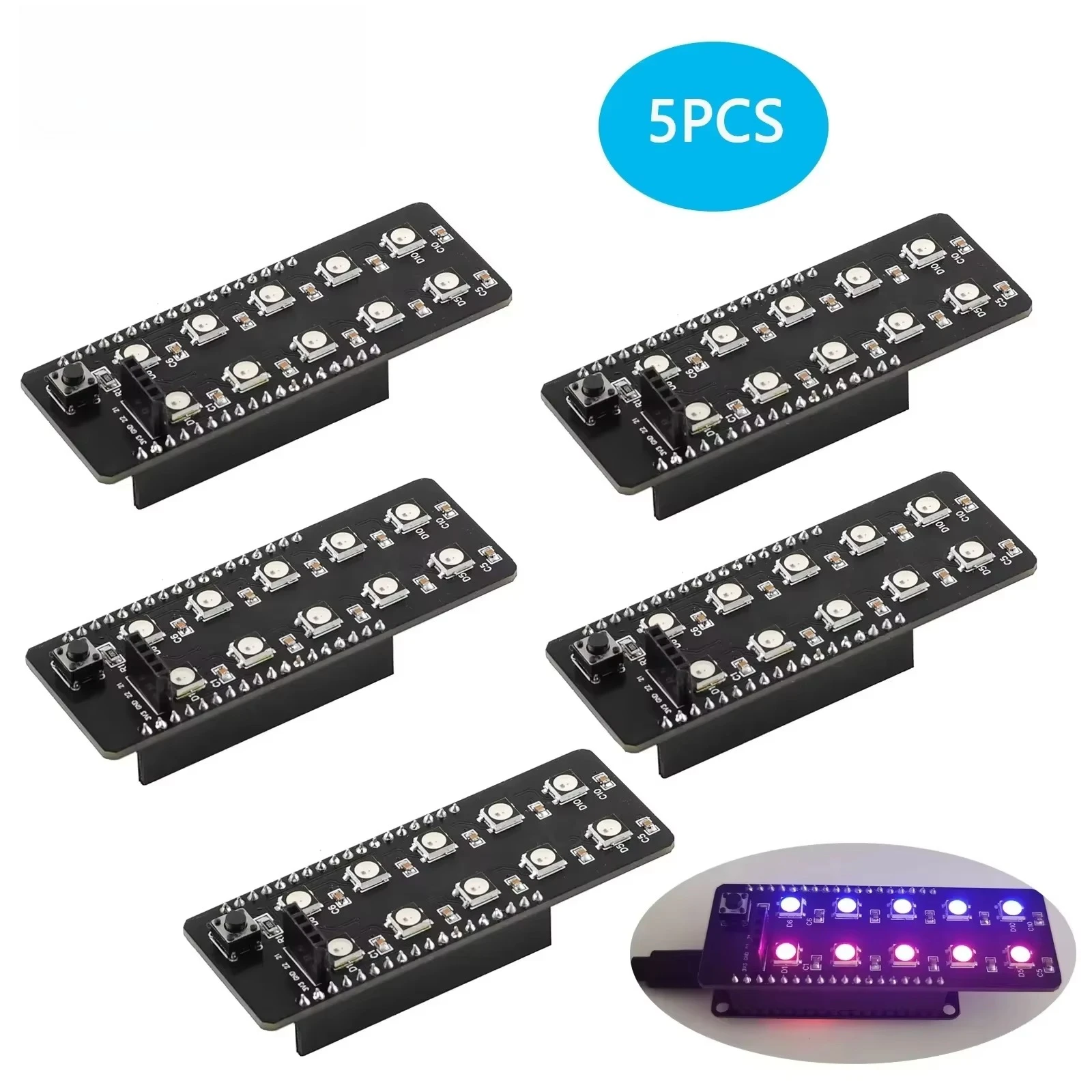 5Pcs WS2812 Addressable RGB LED Shield For ESP32 DEVKIT V1 GY 5V Humidity Temperature Pressure Sensor Module