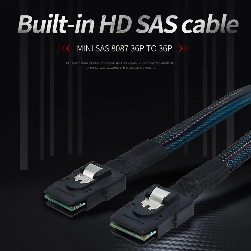 SAS SATA كابل Mini-SAS SFF-8087 إلى SFF-8087 كابل صغير SAS SFF8087 36P 7P كابل 12Gbps 50/60/70/80/1 سنتيمتر بيانات القرص الصلب