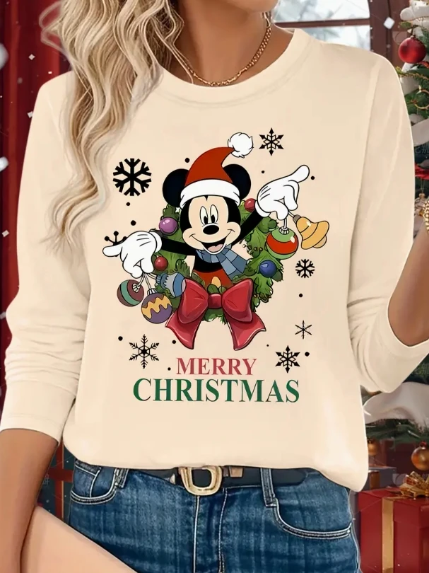 تيشيرت ديزني بأكمام طويلة لكل من الرجال والنساء، جميل ومتعدد الاستخدامات، عصري وبأسعار معقولة، قميص يجب اقتناؤه