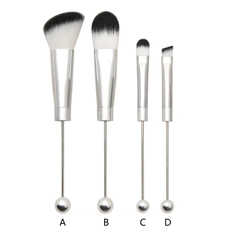 DIY Beaded Makeup Brush with Metal Handle Multifunctional Beauty Tool Contouring