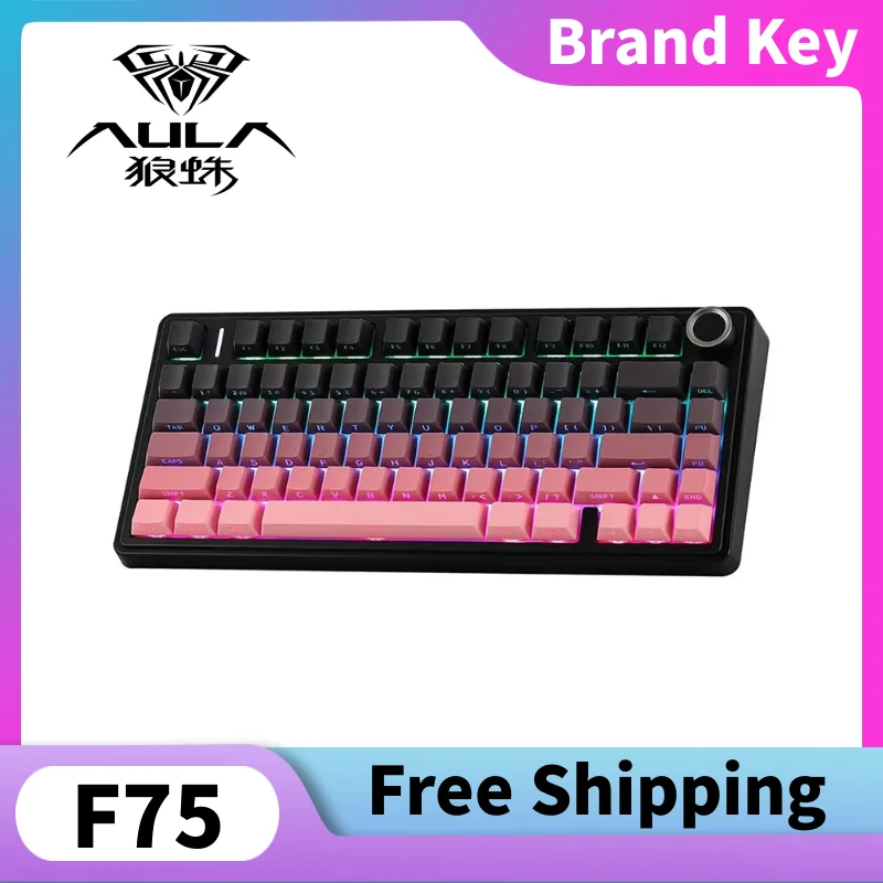 

AULA F75 Wireless Three-Mode Mechanical Keyboard PBT KeycapsHot-swappable Linear Switches Wired Gaming Keyboard Boy's Gift