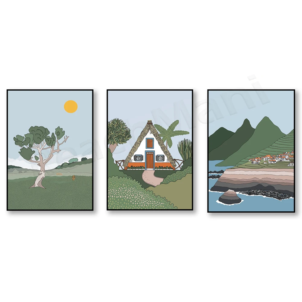 Póster de Madeira Fanal Seixal Santana, arte de pared de Portugal, póster de paisaje de viaje, regalo de cumpleaños