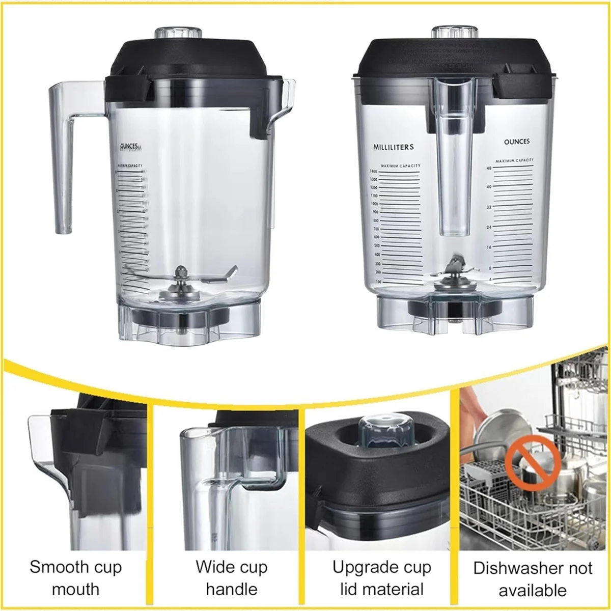 48oz คอนเทนเนอร์เปลี่ยนสําหรับ Vitamix the Quiet One VM0145,BarBoss, สําหรับ Vitamix เปลี่ยน Jar ถ้วยอะไหล่