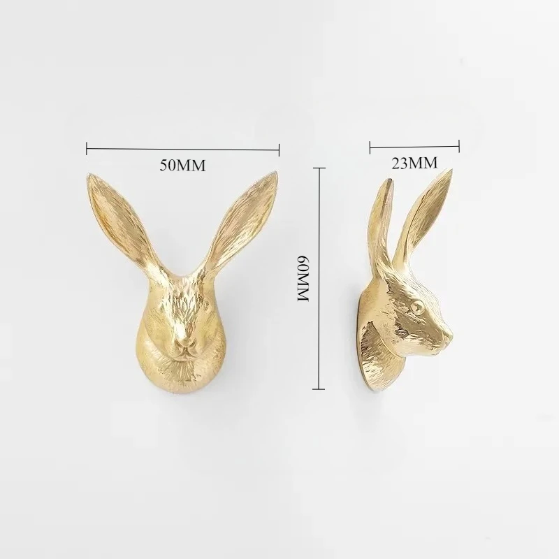 

Brass Rabbit Cabinet Handles for Children's Room Rabbit Home Decor Wardrobe Dresser Pulls Animals Copper Furniture Hardware