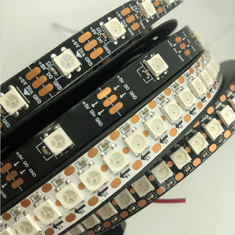 WS2812B IC intelligent LED Pixel Strip 5050 Full Color RGB 5m IP30/IP65/IP67 Waterproof 5V Individually Dddressable WS2812 Strip