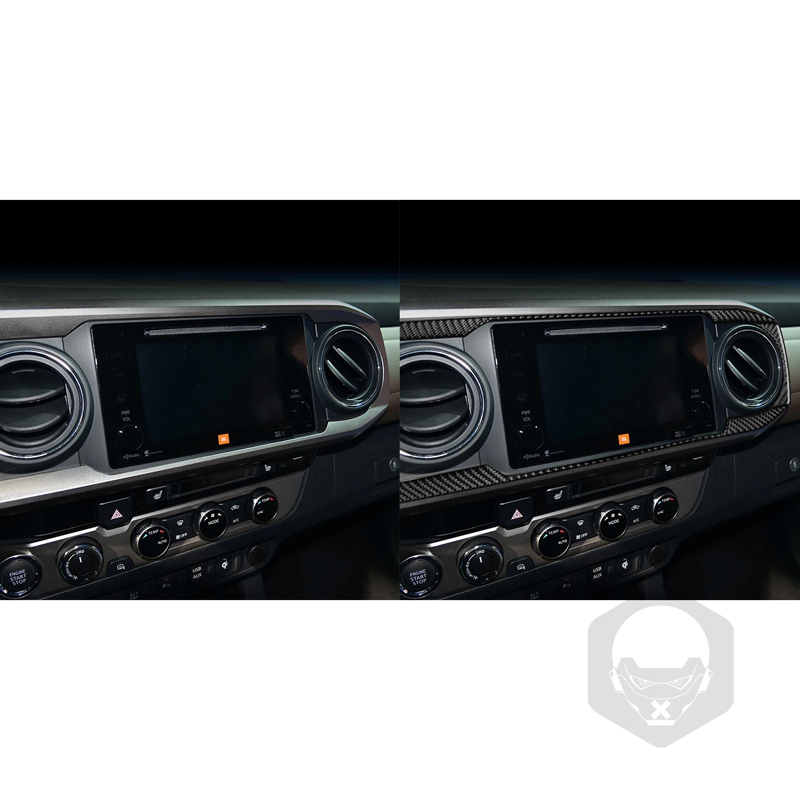 For Toyota Tacoma 2015-2022 Accessories Carbon Fiber Interior Car Navigation Screen Outline Border Trim Sticker Decoration