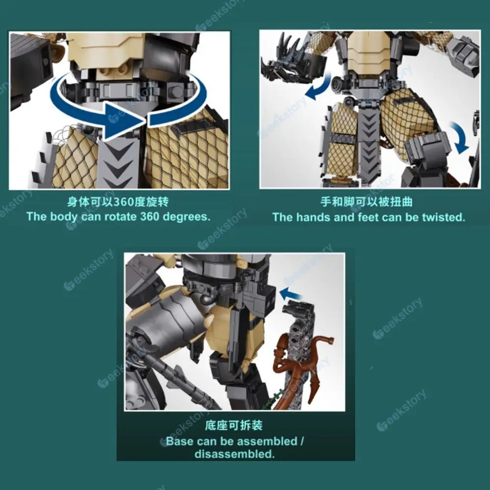 Creative 978PCS Alien Warrior Model Building Blocks Set Educational Assembled Ornament Joint Mobility DIY Toy Monster MOC Bricks