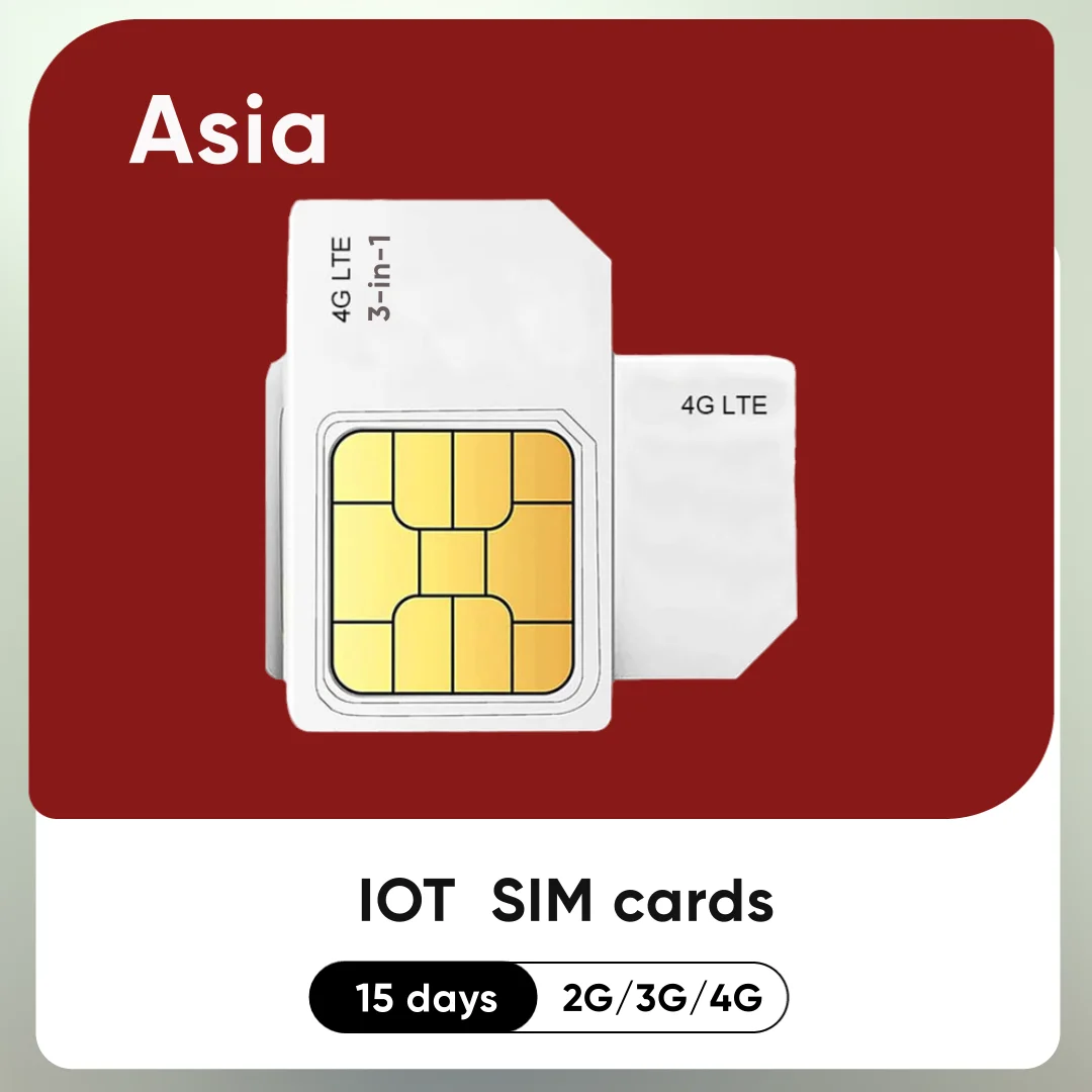 아시아 범용 4G SIM 카드, 1 년 360MB 데이터 IoT 장치, GPS 추적기, 2G, 3G, 4G 네트워크 비상 경보 지원