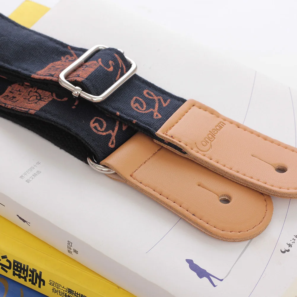 

Cotton Linen Guitar Strap Chinese Style Double Layer Metal Buckle Adjustable 85CM 145CM for Electric