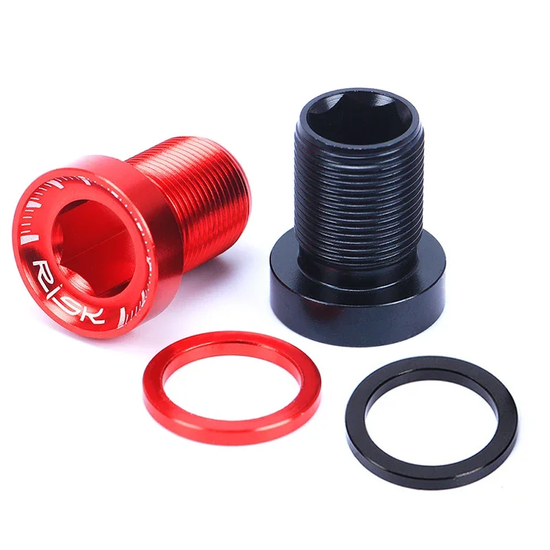 RISK 2PCS M15x19mm Aluminum CNC Splined Bottom Bracket Bolts with Washer for MTB Mountain Bike Road Bicycle Crank Screws M15*19