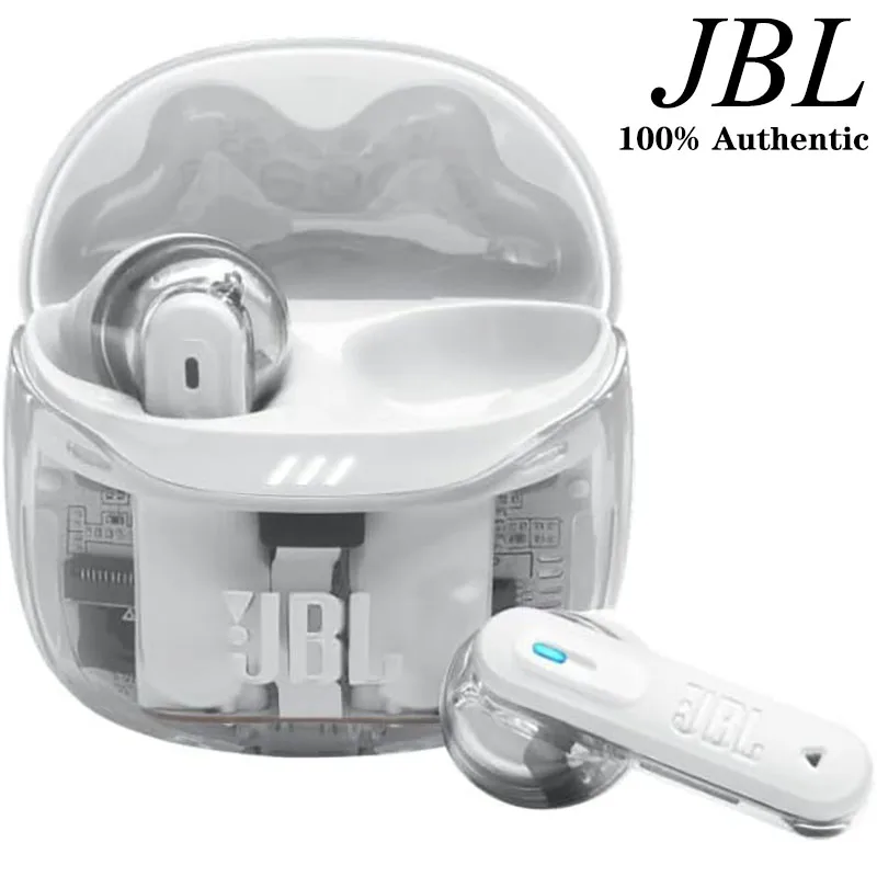 JBL TUNE FLEX 2 سماعات أصلية شفافة شبه داخل الأذن سماعة لاسلكية تعمل بالبلوتوث مع خاصية إلغاء IPX4 مقاومة للماء