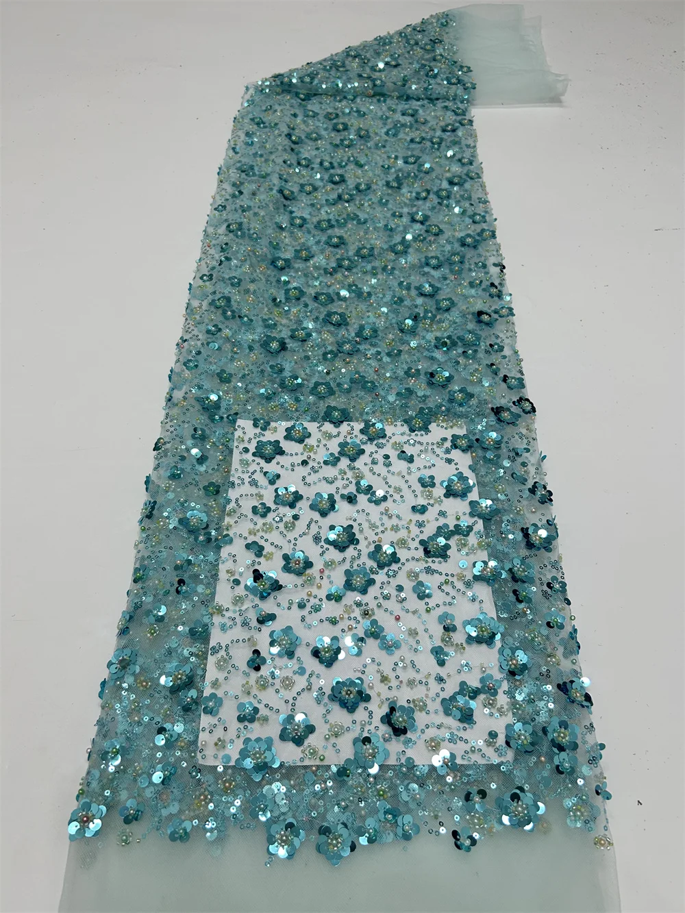 Beautiful African Nigerian Beaded Lace Fabric 2026 French Sequins Mesh Lace Fabric Women for Sewing Wedding and Party Dresses view 2