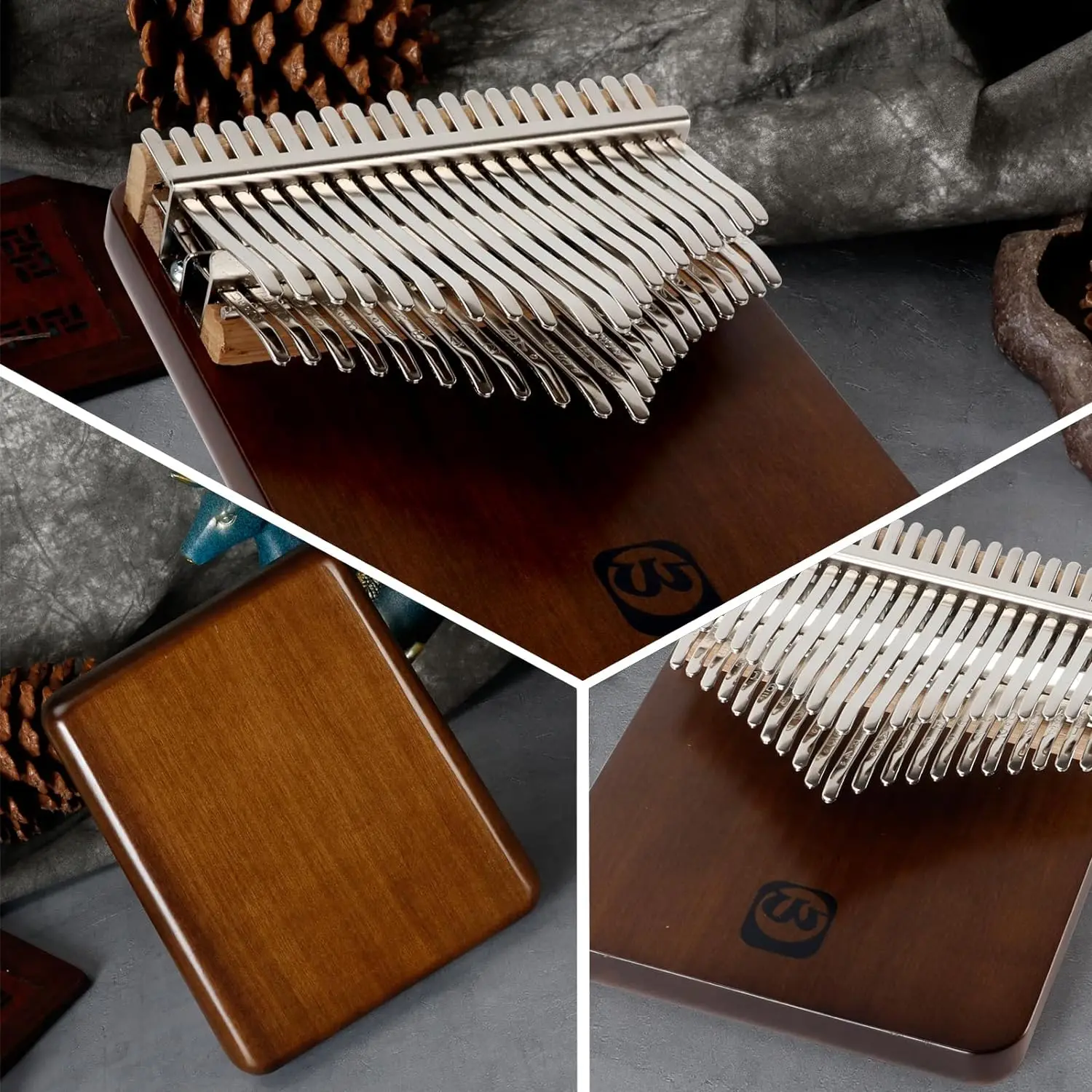 Thumb Piano 42 Keys, Flat-board Finger Piano Walnut Wood Marimba Music Gifts with Song Book and Tune Hammer WALTERT