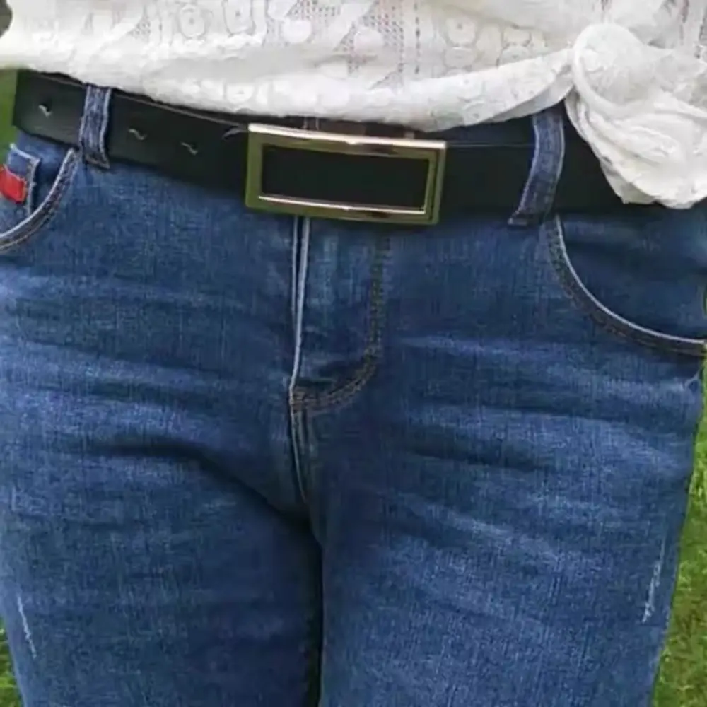 حزام الخصر، أحزمة جلدية أصلية، مشبك مستطيل، حزام فستان قابل للتعديل، حزام ضيق مزخرف أنيق للطلاب #4