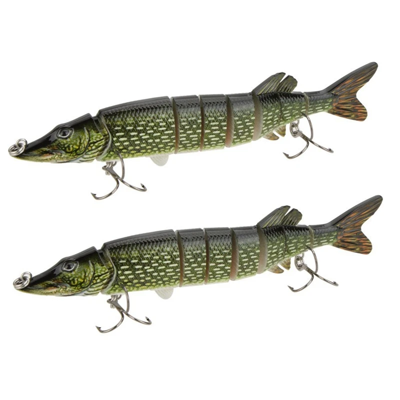 LUDA 2X 20Cm 40G Lifelike Multi-Jointed 8-Segement Pike Muskie Fishing Lure Swimbait Crankbait Hard Bait Fish Hook Tackle