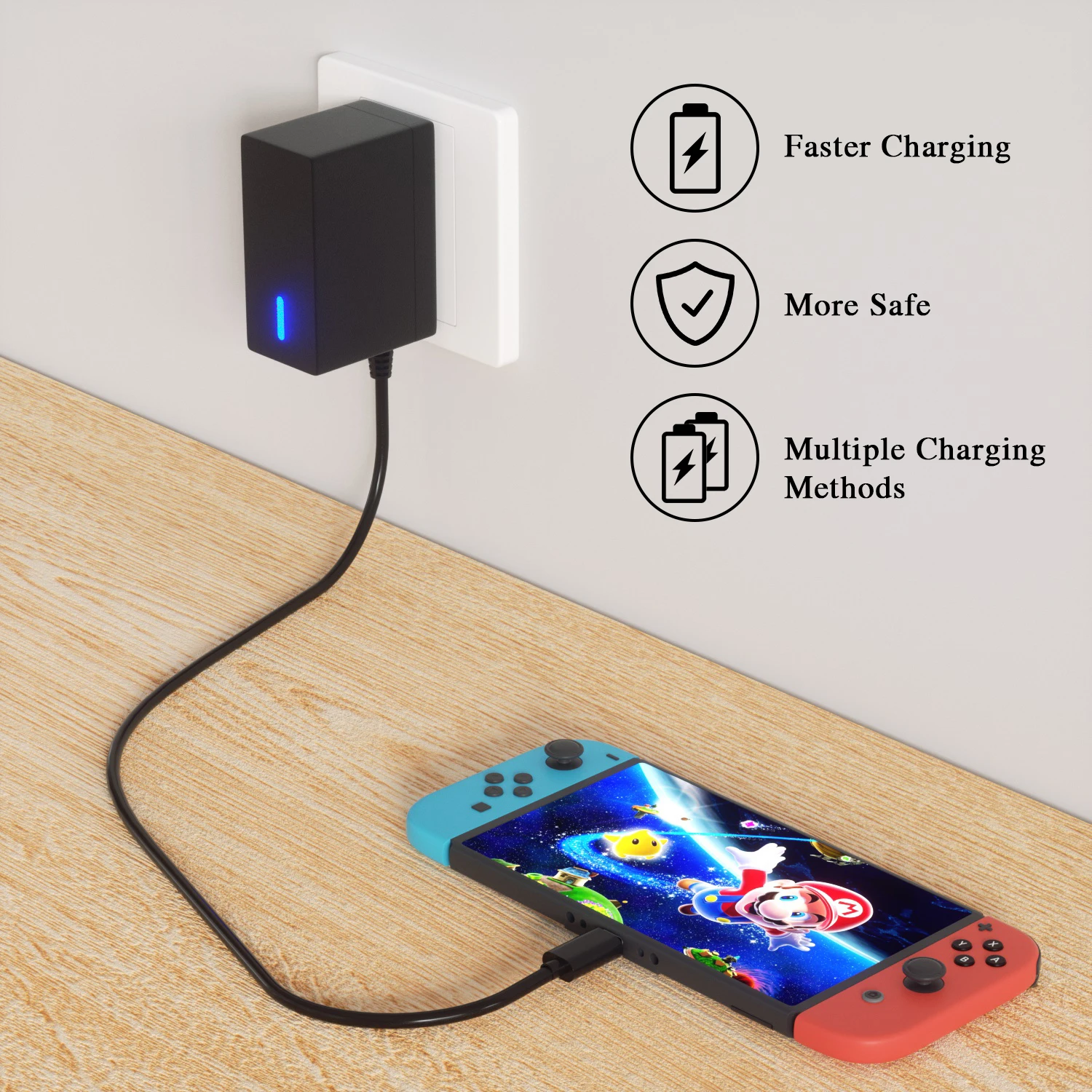 AC Adapter Dành Cho Máy Nintendo Switch/Công Tắc Dock/Pro Bộ Điều Khiển, du Lịch Nhanh Sạc Tường Với 5FT Loại C Cung Cấp Điện