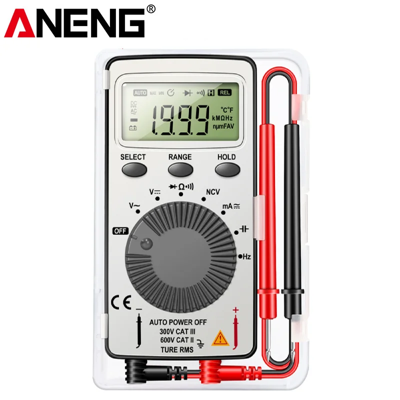 

AN101 Mini Digital Voltmeter Multimeter With Alarm buzzer ANENG 4000 Counts Voltage Current Tester Meter DC0mv-600V