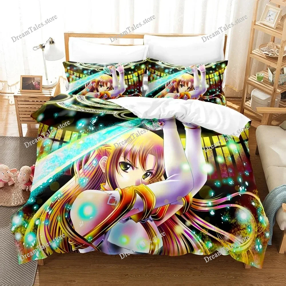 Exquisite 3D Cartoon Sword God Domain Wallpaper Print Bedding Set Duvet Cover Comforter Bed Youth Kids Girls Boys Gift