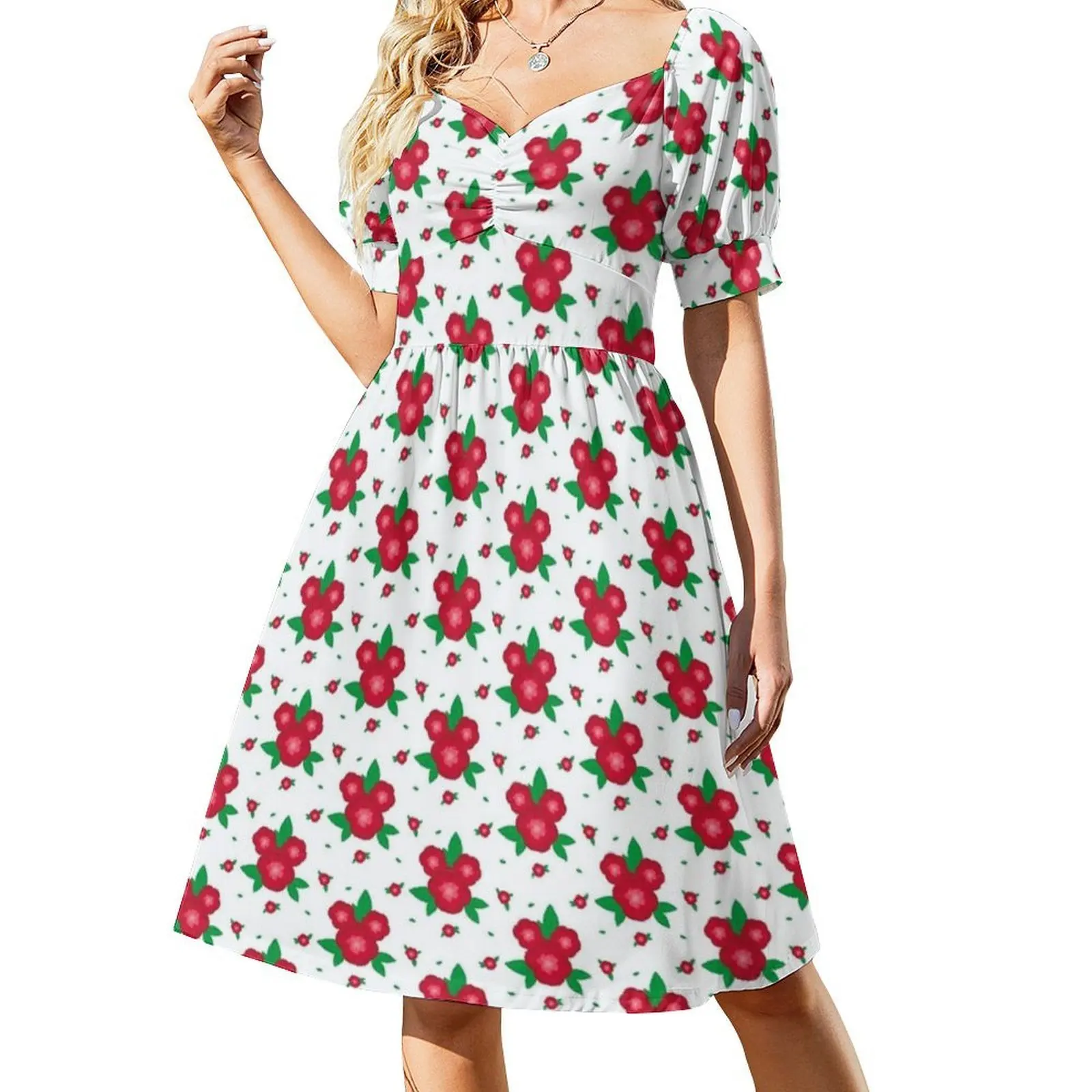 فستان حفلات نسائي من الزهور الحمراء ملابس نادي مطبوعة عصرية للسيدات زهور حمراء ورود حمراء زهور زهور أنثى #2