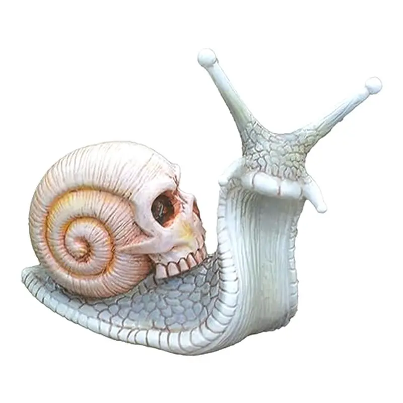 AEE8-Halloween Skull Snail, Skull Sculpture, Home Decor Resin Crafts Outdoor Yard Decoration Skull Art Sculpture Ornament B Dura