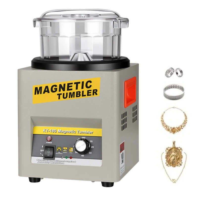 KT-185 Magnetic Tumbler Jewelry Polisher 180mm Polishing Barrel Automatic Forward and Reverse Rotation for Jewelry