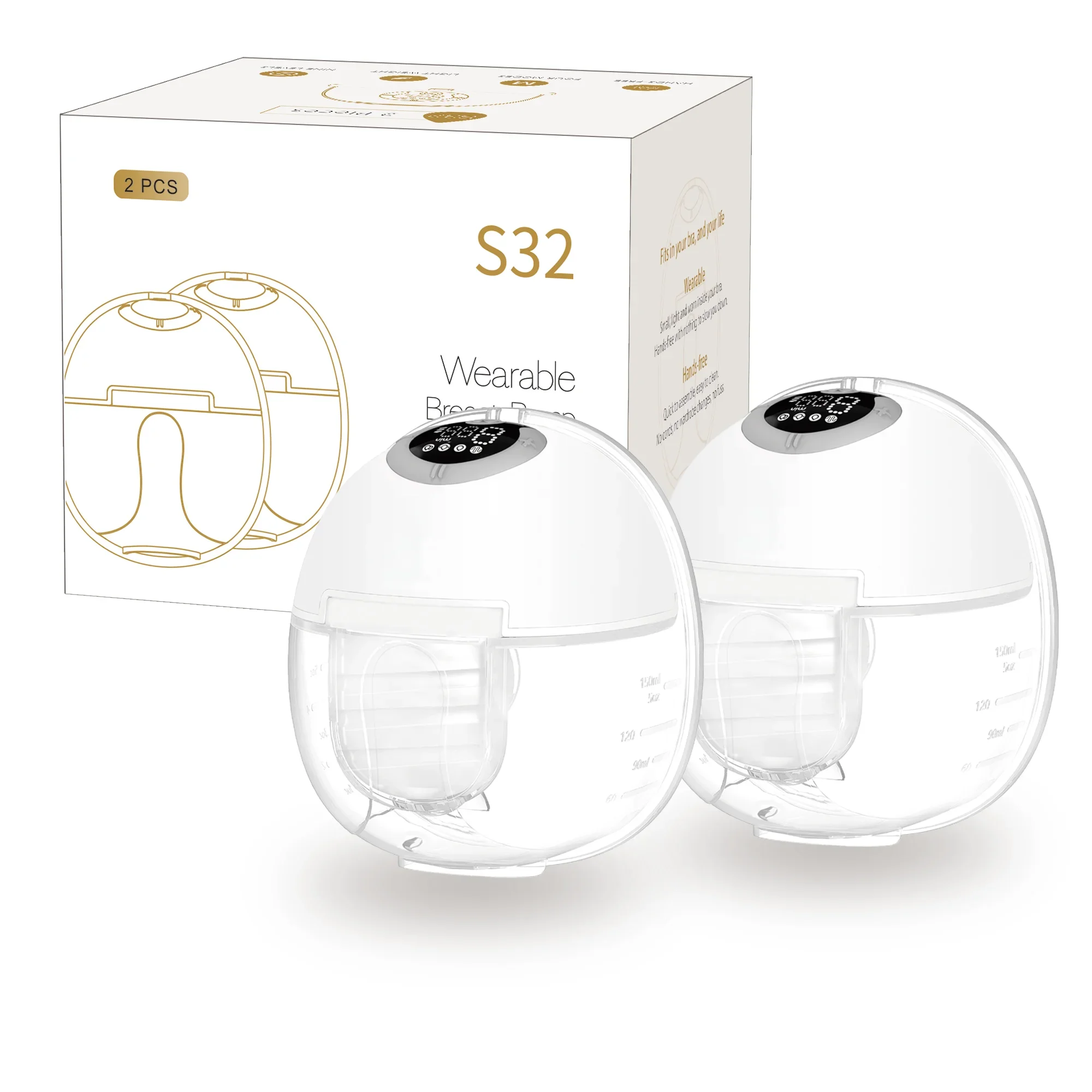 S32 Double Breastss Pumps Arrival High-Quality Food Grade Silicone Wearless Portable Breastss Pump